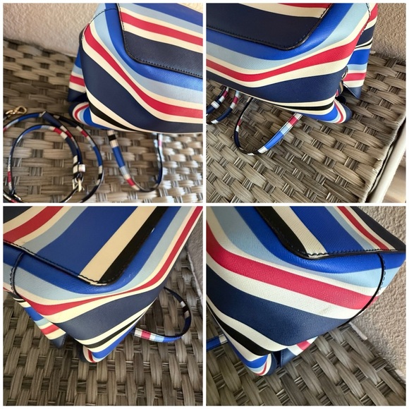 Kate Spade New York Striped Crossbody Satchel Tote Bag - Red White & Blue - Picture 9 of 15